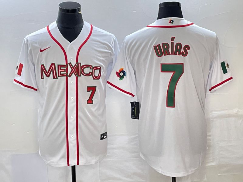 Men 2023 World Cub Mexico #7 Urias White Nike MLB Jersey41